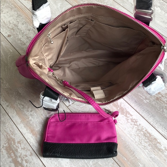 Baggallini Magenta Trapezoid Pleated Tote - Picture 4 of 4